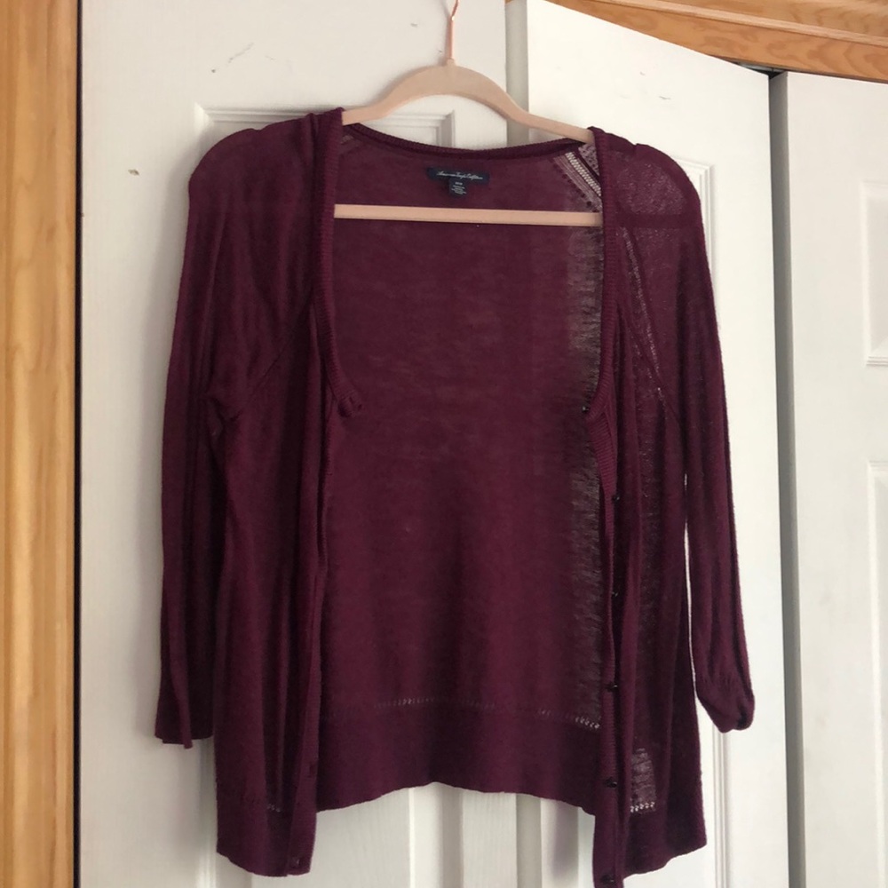 American Eagle Burgundy Cardigan